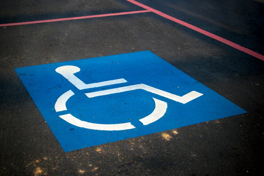 handicap symbol in parking spot