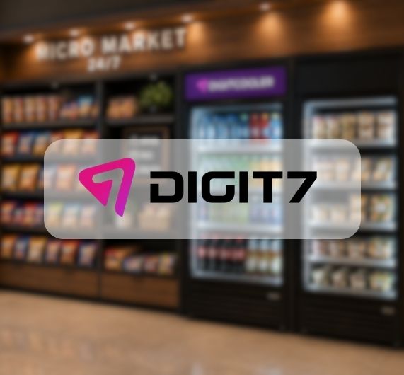 Digit7 Log over image of a micro-market in hotel