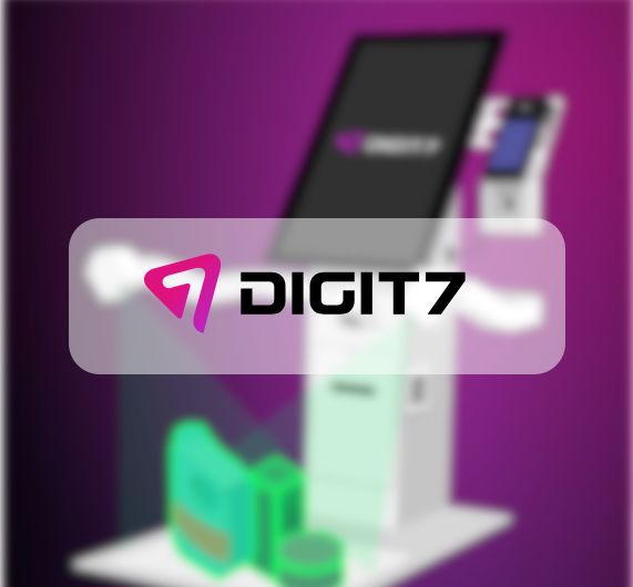 Digit7 logo with self check out kiosk background