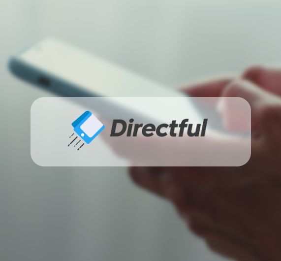 Directful logo with image of hands holding phone texting in background