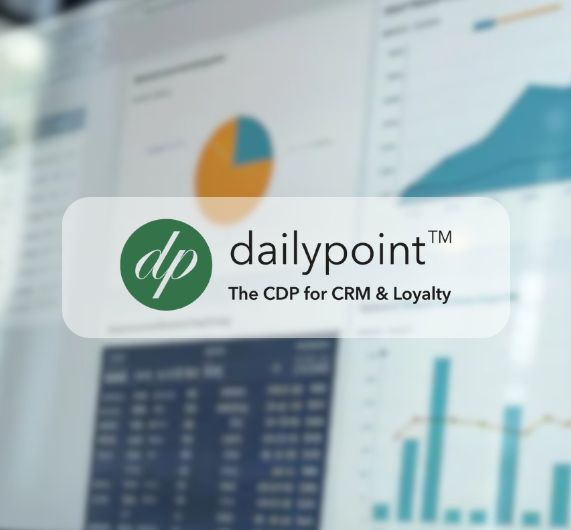 dailypoint logo with background of data shown graphically